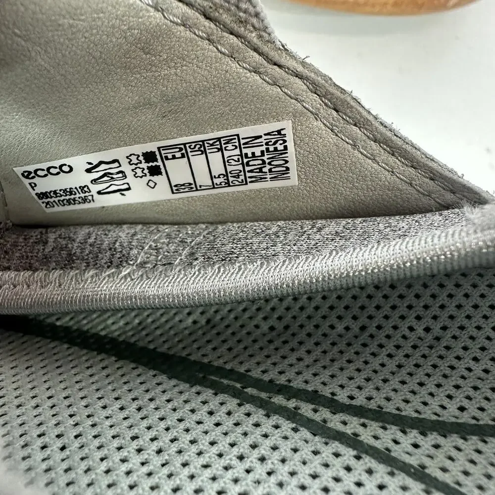 Ecco Mary Jane Shoe Womens 7 Gray Comfort Cushion Biom Flat Slip on Leather - Picture 13 of 14